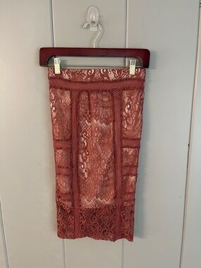 Privy Lace Skirt Brown Rust Fairy Coquette Girl Cottagecore Romantic Whimsical